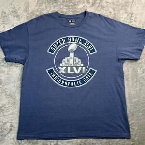 NFL Super Bowl XLVI Indianapolis 2012 Men’s Shirt XL Blue Graphic